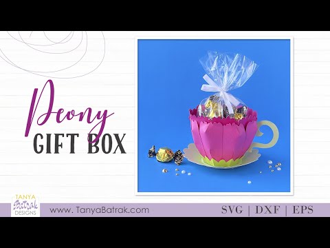 Peony Flower Cup Gift Box SVG