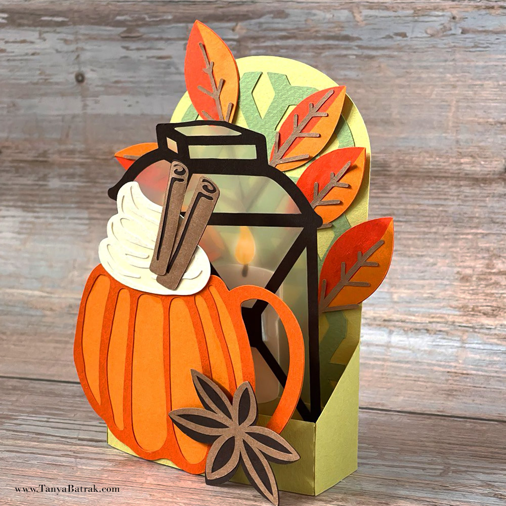 Autumn SVG Cut Files | Pop up card with pumpkin mug