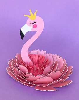 3D SVG Crafts Paper Flamingo Flower