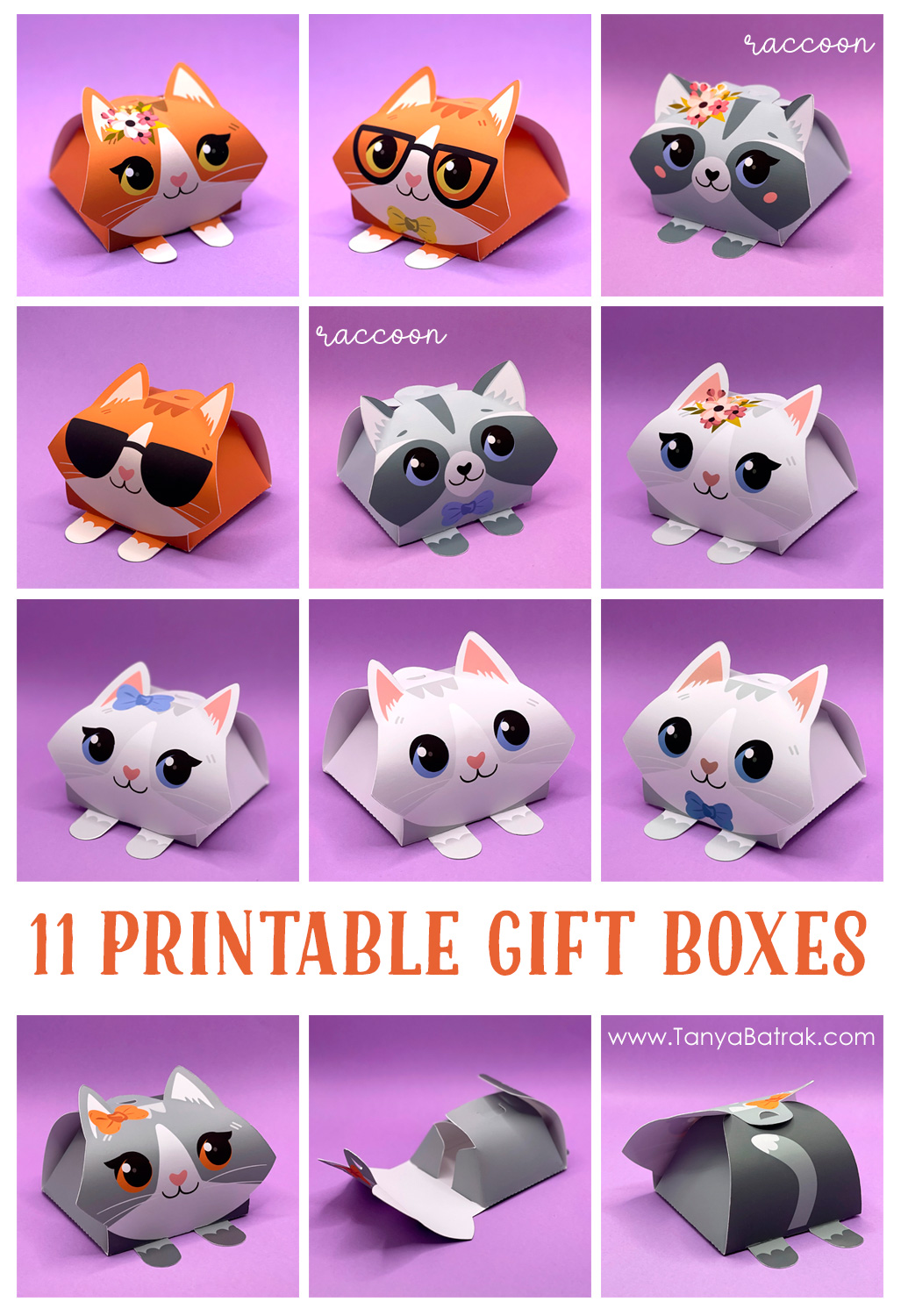 DIY PDF Printable Cat Gift Box