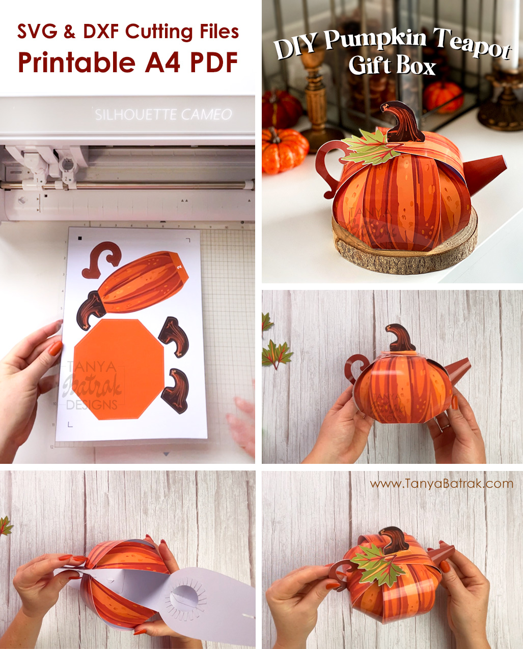 DIY Pumpkin Teapot Gift Box SVG