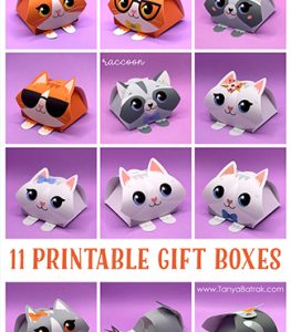 11 PDF Printable Cat Gift Boxes