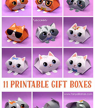 11 PDF Printable Cat Gift Boxes